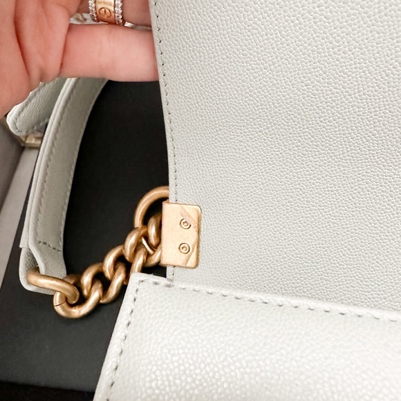 Chanel 23C Small Chevron Boy Gris Caviar Leather Chain Shoulder Bag - Picture 13 of 16